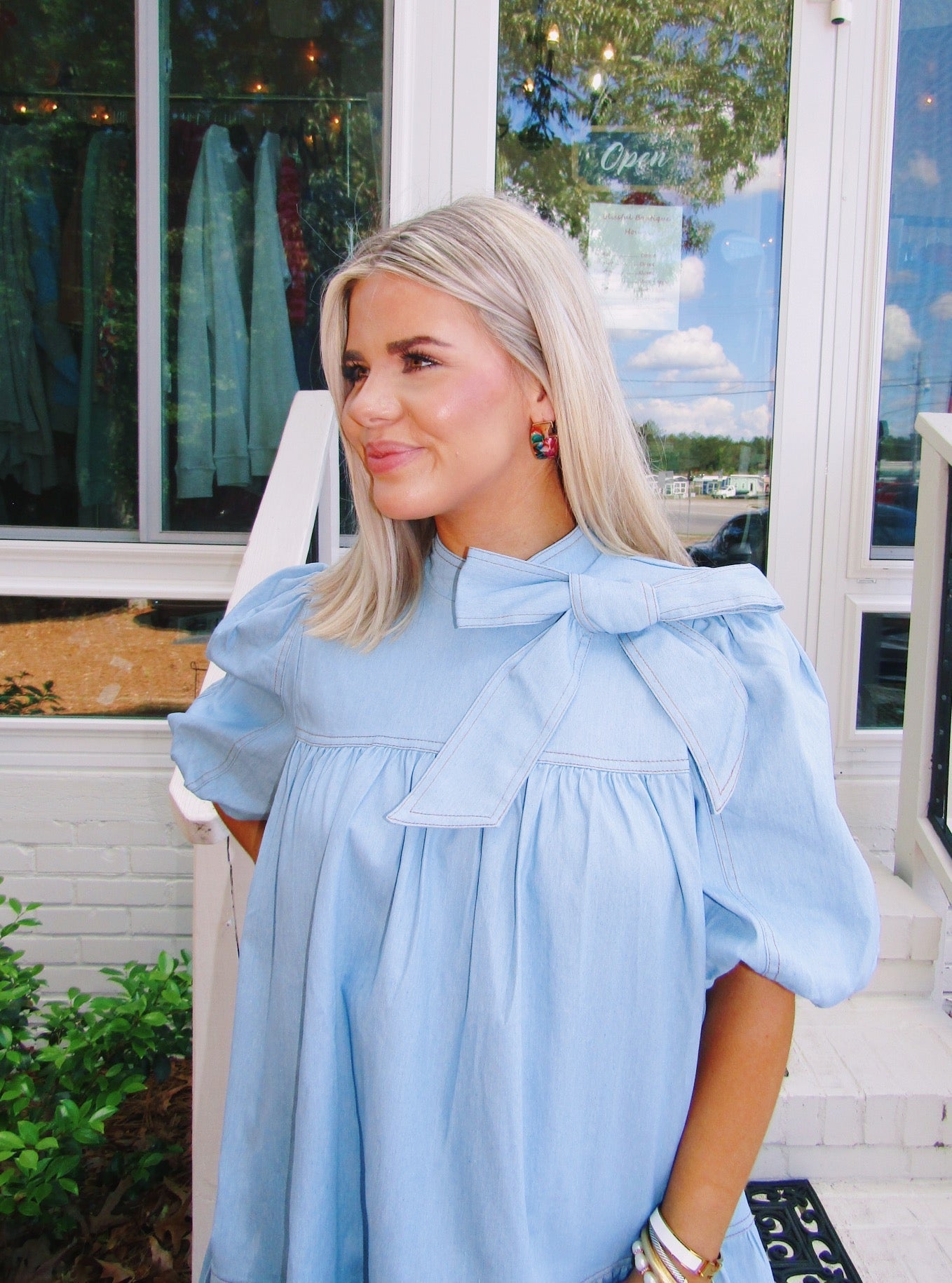 TCEC Denim Bow Dress - Blissful Boutique