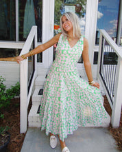 TCEC Sleeveless Floral Tiered Dress with Bow Accent - Blissful Boutique