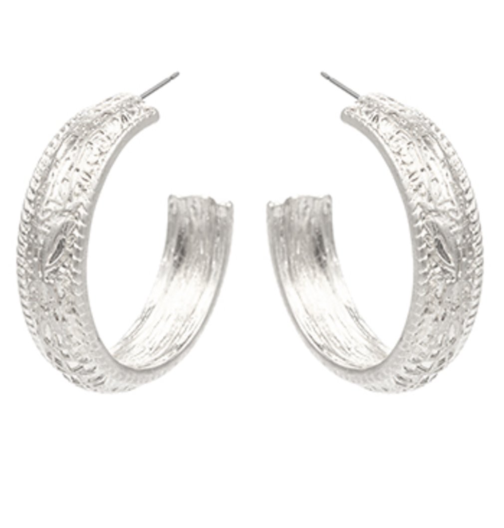 Textured Metal Open Hoops - Blissful Boutique