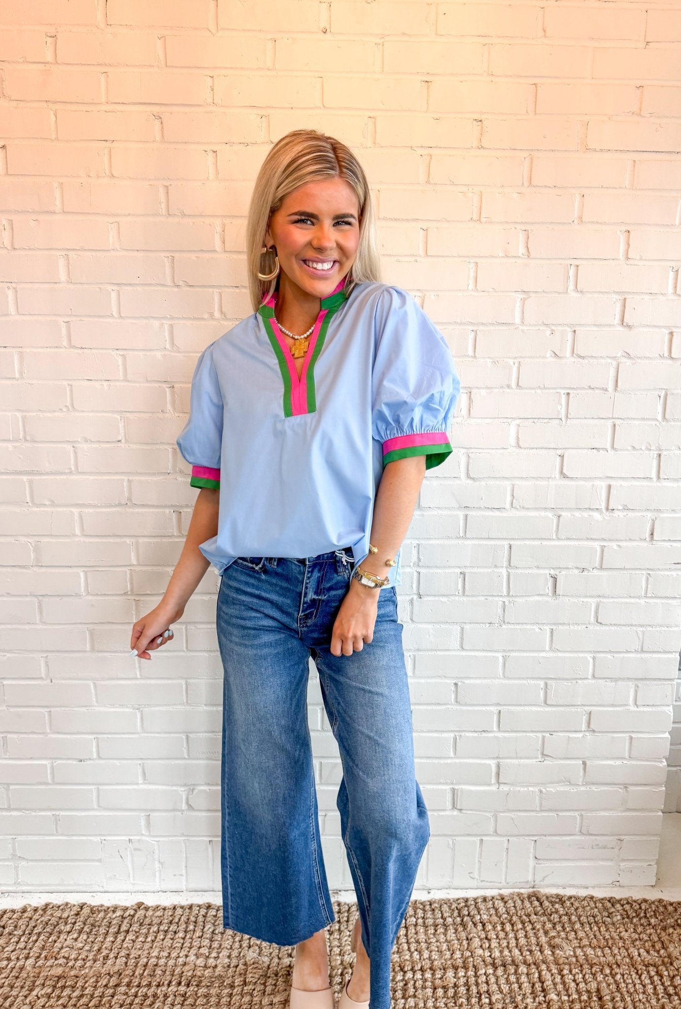 The Blair Chambray Blouse - Blissful Boutique