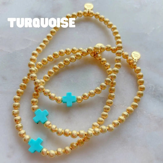 Turquoise Colored Cross Bracelet - Blissful Boutique