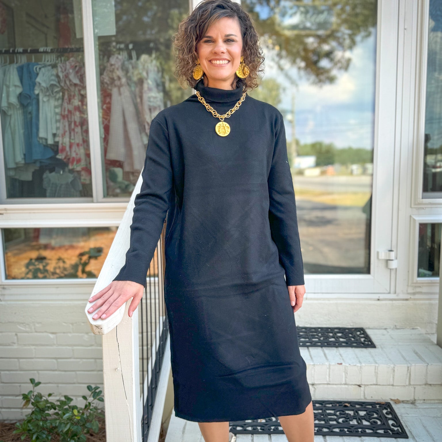 Turtle Neck Sweater Dress - Blissful Boutique