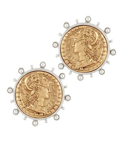 Two Tone Coin Clip On Earrings - Blissful Boutique