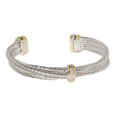 Two Tone Pave & 3 Row Cable Bracelet - Blissful Boutique