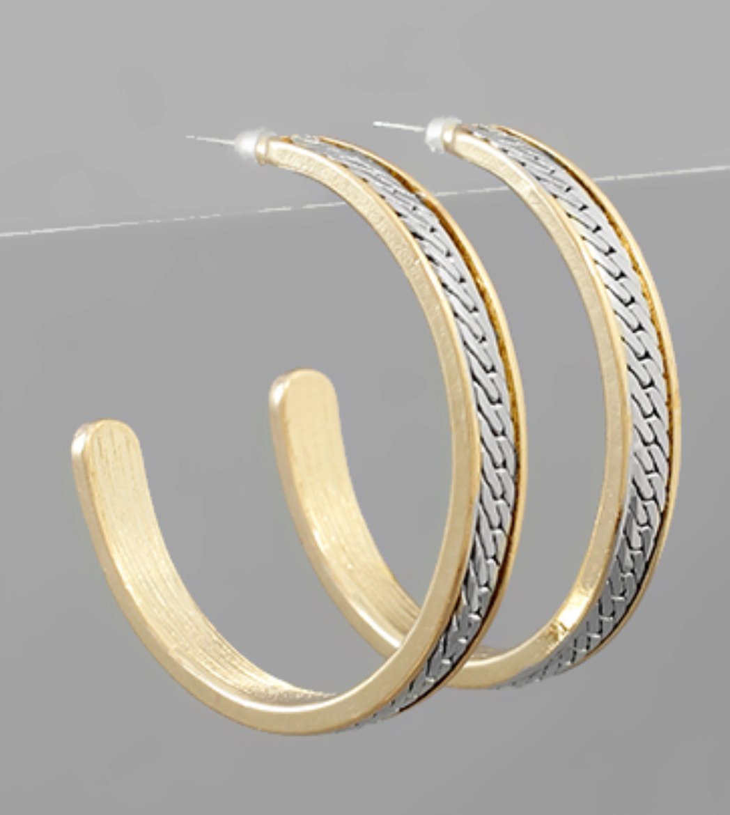 Two - Toned Chain Hoops - Blissful Boutique