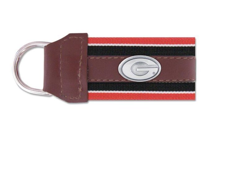 UGA ribbon leather concho key fob - Blissful Boutique