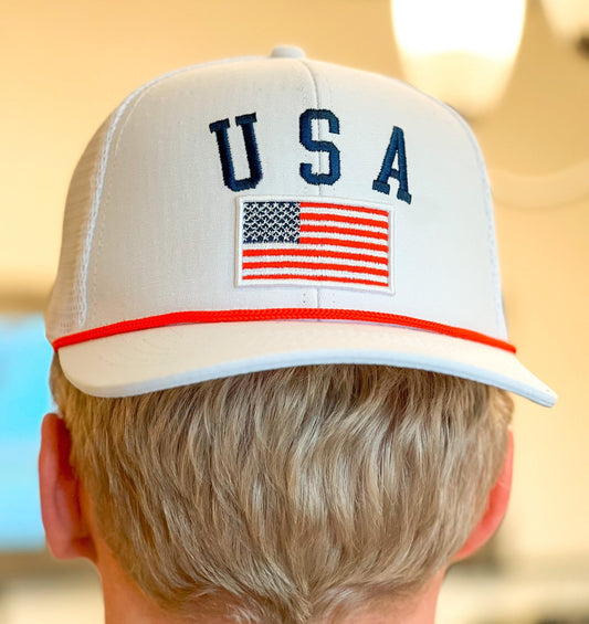 USA Flag Performance Adjustable Hat - Blissful Boutique