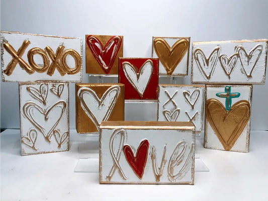 Valentines Day Painted Wood Blocks - Blissful Boutique