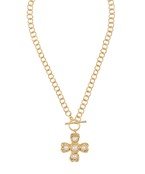 Vintage Cream Pearl Cross Necklace - Blissful Boutique