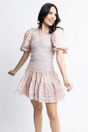 Vintage Paris Floral Vneck Smock Dress - Blissful Boutique