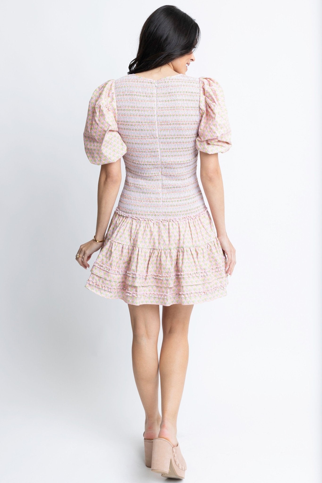 Vintage Paris Floral Vneck Smock Dress - Blissful Boutique