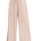 WASHED LINEN FRAYED HEM ELASTIC BAND WAIST PANTS - Blissful Boutique