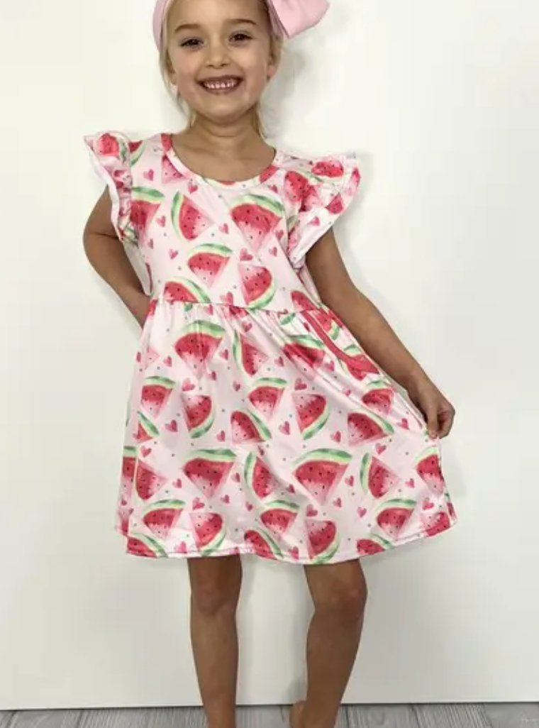 Watermelon Love Girls Dress - Blissful Boutique