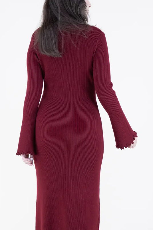 Wavy Hem Sweater Dress - Blissful Boutique