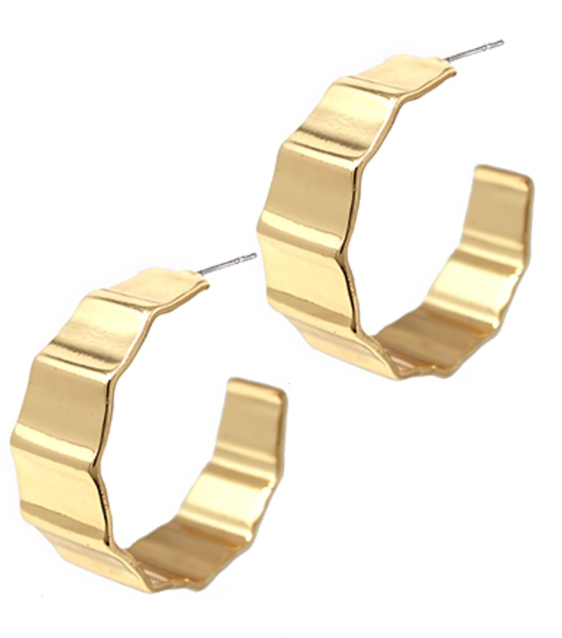 Wavy Wide Metal Hoops - Blissful Boutique