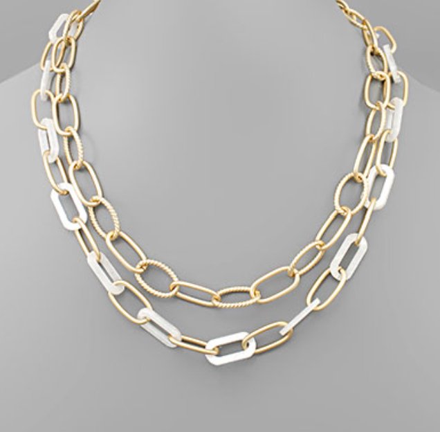 White and Gold Chain Necklace - Blissful Boutique