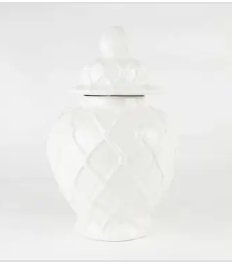 White Textured Ginger Jar Large - Blissful Boutique