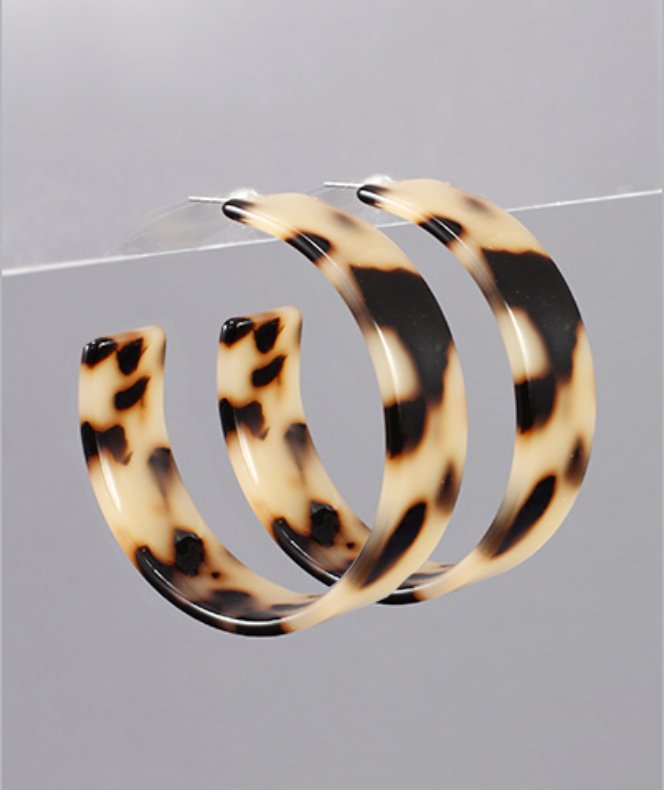 Wide Acrylic Tortoise Hoops - Blissful Boutique