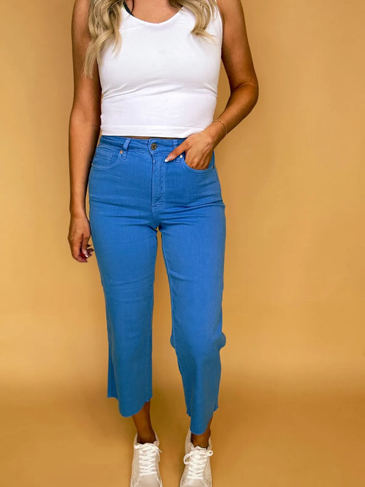 Garment Dyed Tummy Control Crop Judy Blue Jeans (Multiple Colors Available)